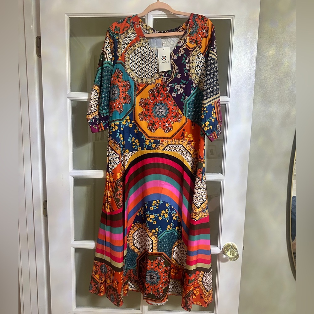 Buddha Trends Multicolor Patchwork Dress